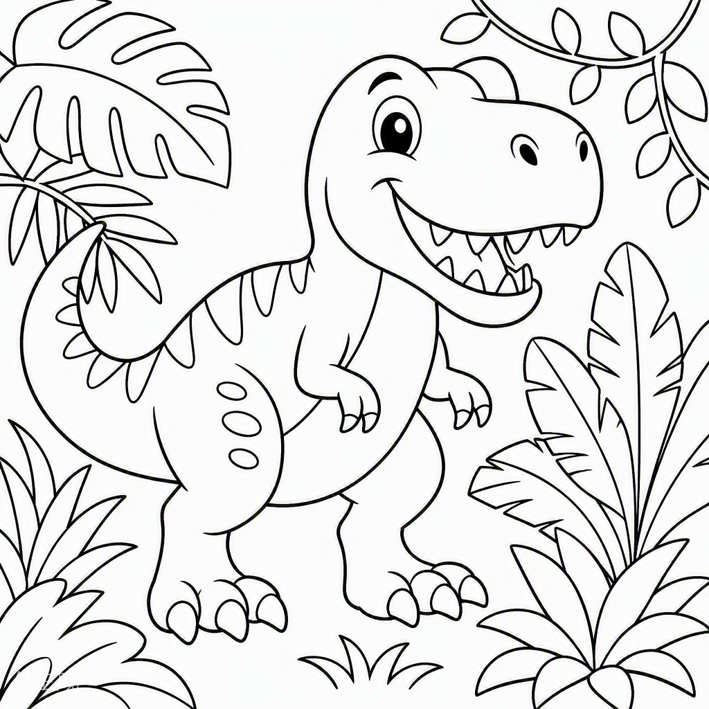 Friendly T-Rex — free printable coloring page
