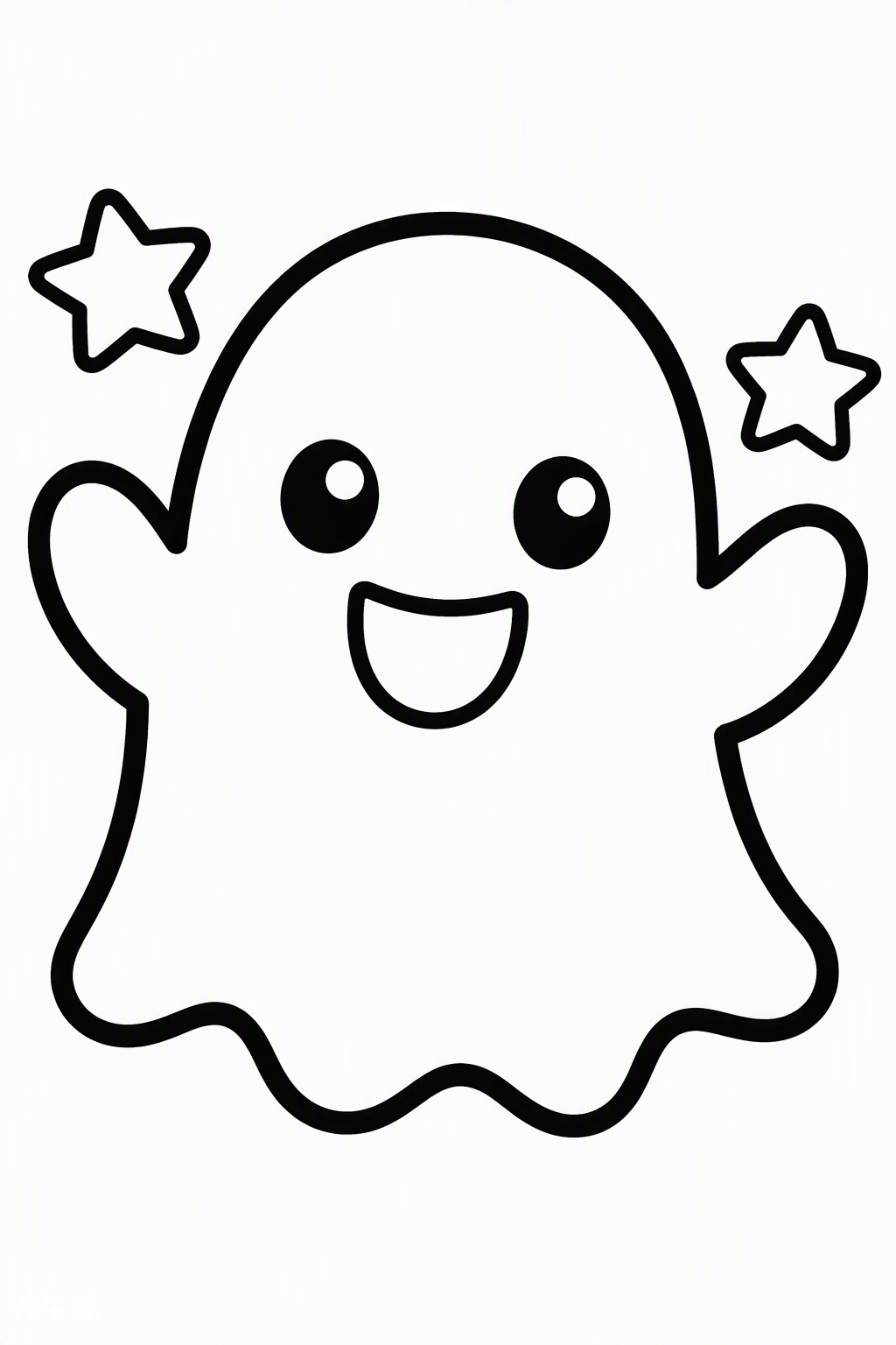 Chubby Happy Ghost — free printable coloring page