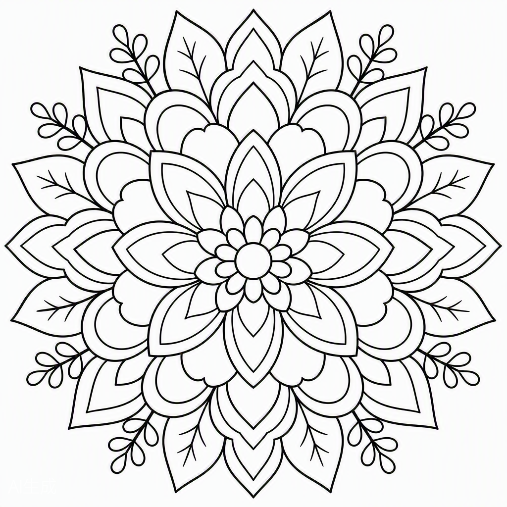 Layered Floral Mandala — free printable coloring page