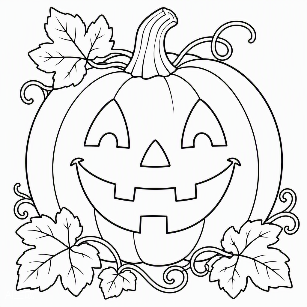 Smiling Jack-o'-Lantern — free printable coloring page