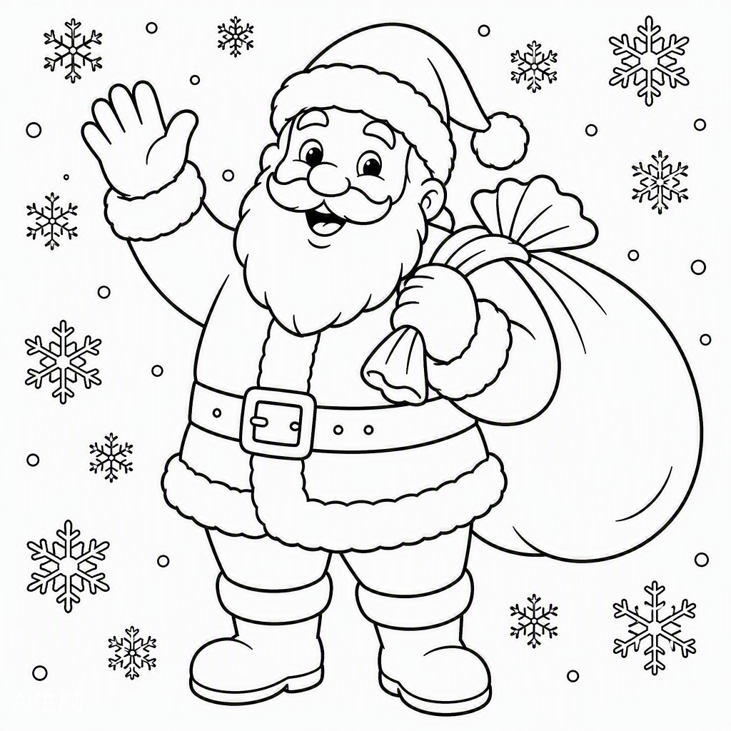 Santa with His Gift Sack — free printable coloring page